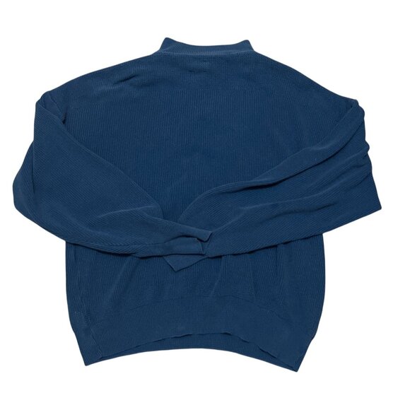 Cabelas Mens Blue Ribbed Cotton Button-Up Sweater Made In USA Size L - Picture 5 of 5